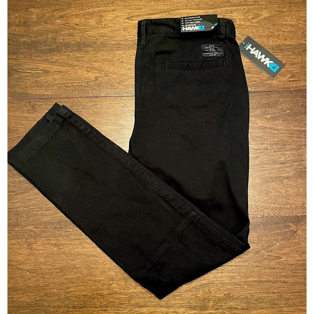 Tony Hawk Men's Black Flat Front Pant, Style HMP3502, Size 34/30, New